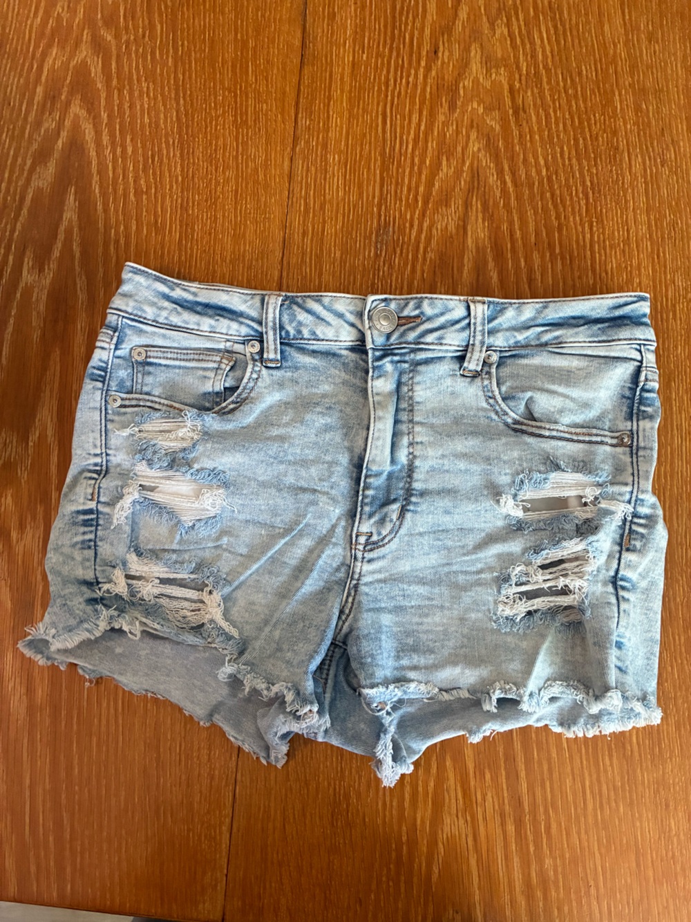 American Eagle Outfitters Light Blue Distressed Denim Cutoff Shorts